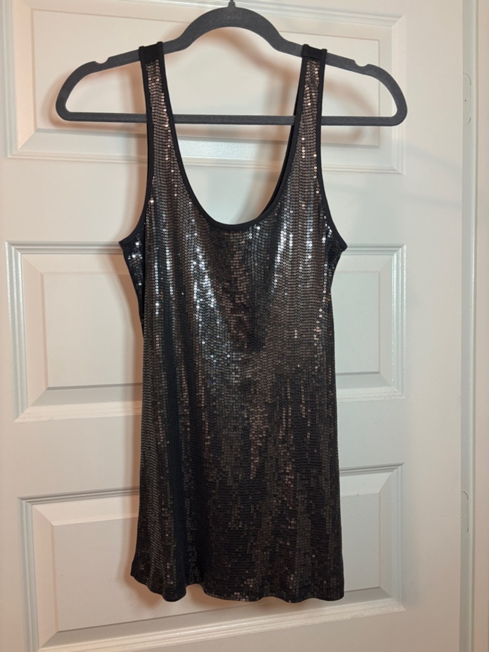 VTG Express Gray Sequin Sexy Basic Racerback Tank SZ L Cotton Blend Y2K Casual
